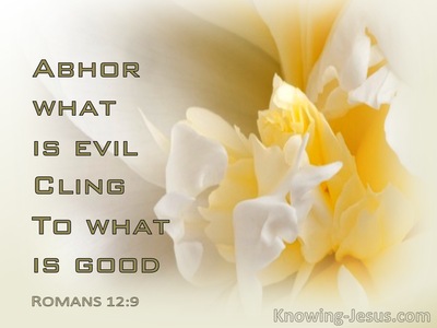 Romans 12:9 Let Love Be Without Hypocrisy Abhor What Is Evil Cling To What Is Good (yellow)